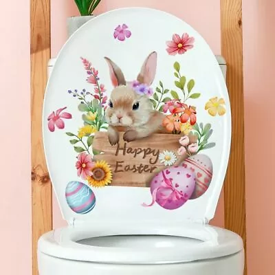 PVC Cartoon Rabbit Toilet Decals Bunny Eggs Switch Sticker • $7.03