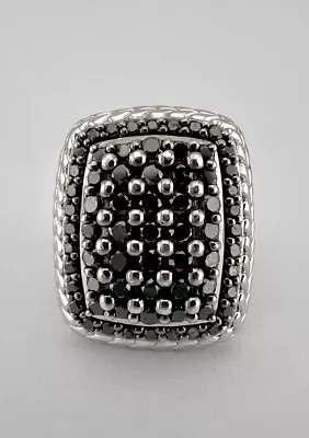 Designer JS QVC Affinity Sterling Silver Pave Black Diamond Ring • $162.75