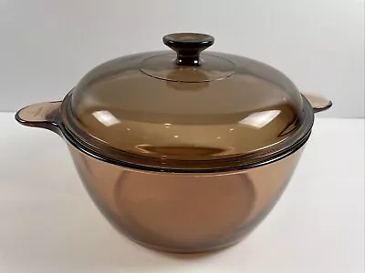 Corning Pyrex Visions Amber Glass Cookware 4.5L 5Qt Dutch Oven Stock Pot W/Lid • $34.97