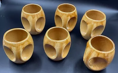 Six Holkham Pottery Owl Eye Honey Coloured Mugs • £58