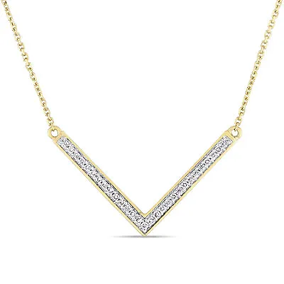 Amour 14k Yellow Gold 1/7CT TDW Diamond V-Shaped Linear Necklace • $612