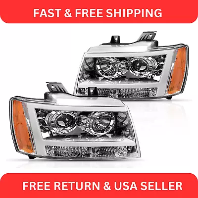 LED Tube DRL Projector Headlights Fits 2007-2014 Chevy Avalanche Suburban Tahoe • $211.56