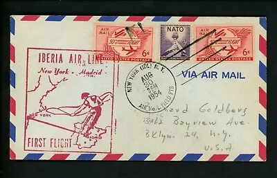 US Postal History Airmail First Flight Bull Fight 1954 New York NY Madrid Spain • $7.99