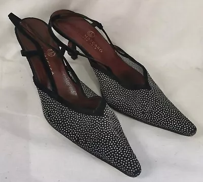 JAIME MASCARO Ladies Blck Silver Sling Back Sparkly Detail Stiletto Shoes Size 7 • £29.99