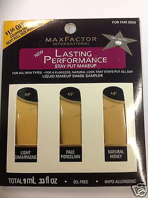 Max Factor Lasting Performance Liquid Makeup Shade Sampler FOR FAIR SKIN. • $12.74