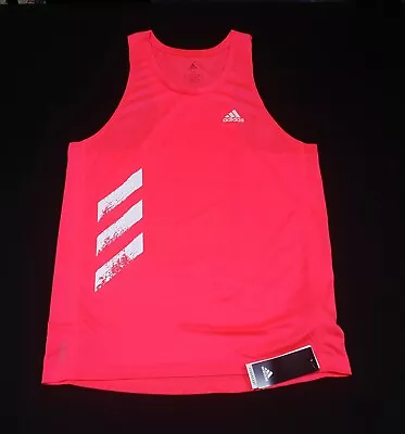 Adidas Mens Own The Run 3STRIPES  Singlet GC7896 Signal Pink SZ XLarge • $24.29