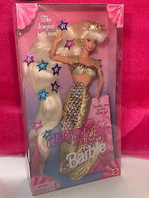 NIB 1995 Mattel Blonde Jewel Hair Mermaid Barbie Doll 14586 Longest Hair Ever • $74.95