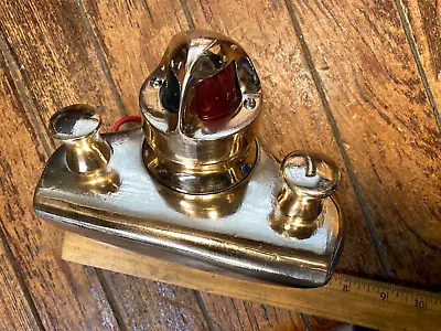 Vintage Original Boston Whaler Cast Polished Bronze Bow Light Chock Combo Led • $575