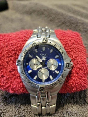 $9.30 • Buy Relic Wet Watch Mens Blue Face