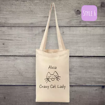 Personalised Crazy Cat Lady Canvas Tote Bag • £4.95