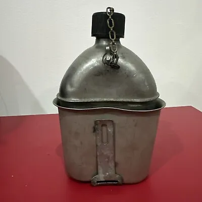 WW2 US Army USMC Canteen And Cup W/cover 1945 Dated AND USED - SEE DESCRIPTION • $40