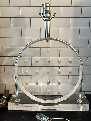 Beautiful Vintage MCM OOAK 1970’s Round French Style Lucite & Chrome Accent Lamp • $119.98