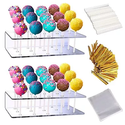 2PCS Cake Pop Display Stand With 300 PCS Cake Pop Sticks And Wrappers Kit 15... • £17.39