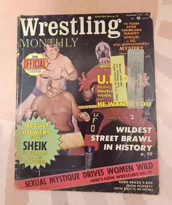 Vintage November 1974 Wrestling Monthly Magazine UFO Sheik Kowalski Bobo Brazil • $9.99