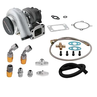 GT3582 GT35 T3 Turbo + T3/T4 T04E T70 GT28 Oil Feed & Return Line Kit  A/R .63 • $284.31