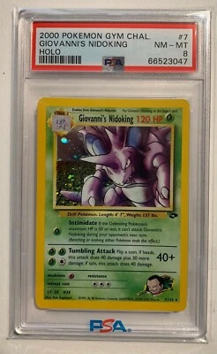 $30 • Buy 2000 Pokemon Gym Challenge Giovanni's Nidoking Holo #7 PSA 8 🔥💎🏅