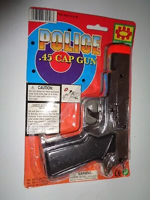 Police .45 Cap Gun Vintage Silver Rack Toy Unopened MOC 8 Shot Disc • $8.95