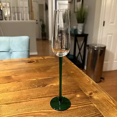 Vintage 12in Tall Green Stem Wine Champagne Glass With Classic Thin Stem • $9