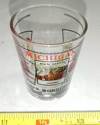 Vtg Michigan Shot Glass Detroit Motor City Frankenmuth Lansing Mackinac Bridge • $14.99