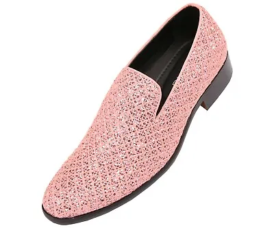 Mens Dress Shoes Metallic Glitter Tuxedo Slip On Loafers For Men • $69.99