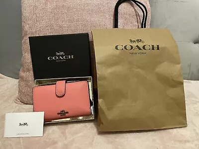 £13.70 • Buy New Authentic Coach Bifold Wallet Purse In Pink Pebbled Leather