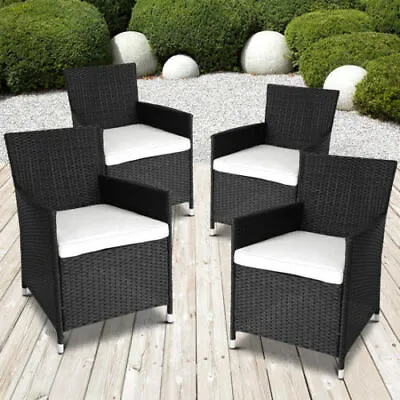 £189 • Buy 4 X Rattan Garden Furniture Dining Chairs Set Outdoor Patio