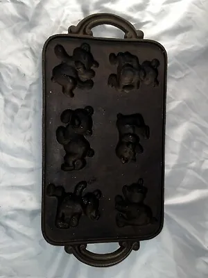 Vintage Emig 1985 Cast Iron Teddy Bear Cornbread Cake Muffin Pan 7163 • $20