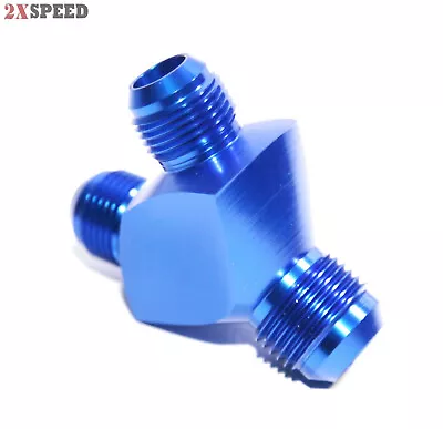 Fitting Adapter 3-Way Y-Block AN12 12-AN Male To (two) AN10 10-AN Male BLUE • $16.50