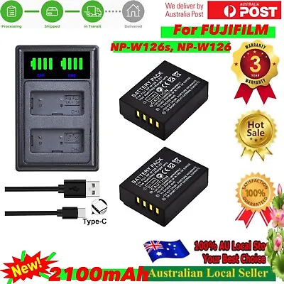 2x NP-W126 Battery +Dual Charger For FUJI Fujifilm X-T1 X-T2 X-T10 X-T20 X100V • $38.95