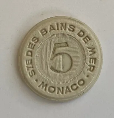 MONACO MONTE CARLO 5 FRANC VINTAGE CASINO/POKER CHIP - Ste. Des Bains De Mer • $14.50