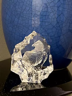 Mats Jonasson Signed Lead Crystal Bald Eagle Paperweight 2.5  High Sweden SALE! • $19.99