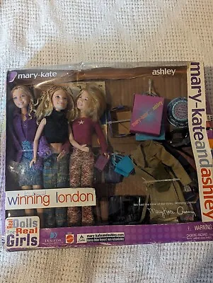 Vnt '02 Mattel Mary-Kate & Ashley Rare 3 Doll Set Winning London Dolls Box Ugly • $89.95