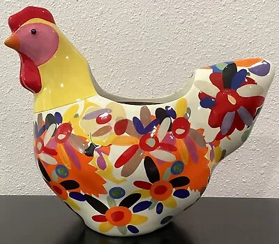 Mackenzie Childs Avant Garden Chicken Planter Floral Resin 11.75 X6.5 X9.5  New • $109.99