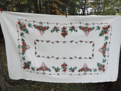 $19.99 • Buy GREAT VINTAGE CHRISTMAS TABLECLOTH~IT'S HUGE!!!58 X 98~NEAR MINT~UNUSED