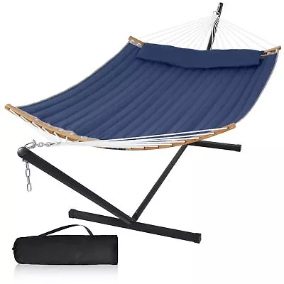 2 Person Hammock With Stand Included Outdoor Hammock With Curved Spreader Ba... • $218.81
