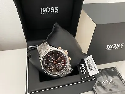 £199 • Buy Genuine Hugo Boss Men's Watch Hb1513473 Grand Prix Rose Gold And Silver Tone