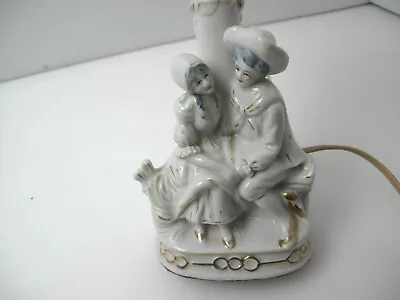 Vintage  Lamp With Ceramic Figure Of Boy And Girl 14 Tall • $19.99