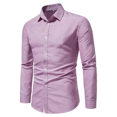 Stylish Men's Long Sleeve Plaid Top Lapel Shirt For Autumn Spring Casual Look • £21.01