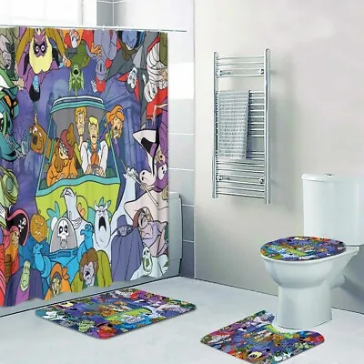 Scooby-Doo Monster Mash Up Print Shower Curtain Bath Mat Toilet Lid Cover Mat • $35