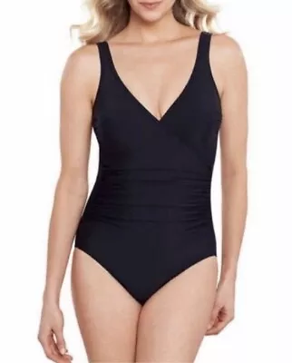 Miradonna By Miraclesuit Shaping Padded V-Neck Swimsuit Black- Multiple Sizes • $65