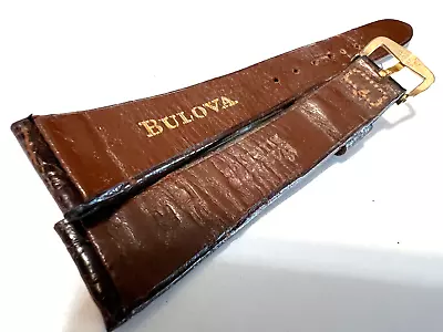 1950's Vintage Bulova Wristwatch Wristband Brown Alligator Buckle Signed Rare • $55