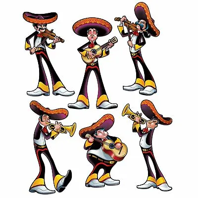 6 X Mariachi Band Player Cutouts (31 - 42cm) Mexican Fiesta Party Decorations • £12.66