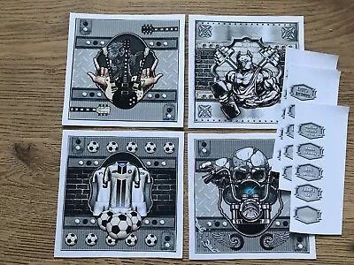 £2.99 • Buy Set Of 4 Handmade Male Birthday Card Toppers And Sentiments.