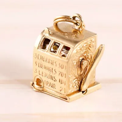 $494.50 • Buy Vintage 14k Yellow Gold Functional Articulated Slot Machine Charm / Pendant