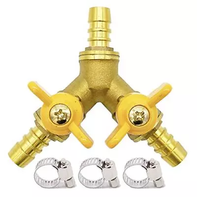 3 Way Shut-Off Valve Y Shaped Ball Valve For Water/Fuel/Air 3/8 Hose Barb • $15.37