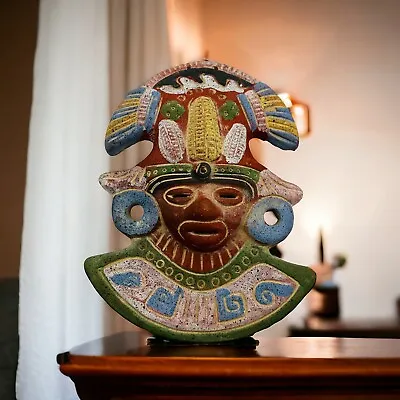 Vintage Terracotta Red Clay Painted Pottery Aztec Mayan Mexican Mask • $27.99