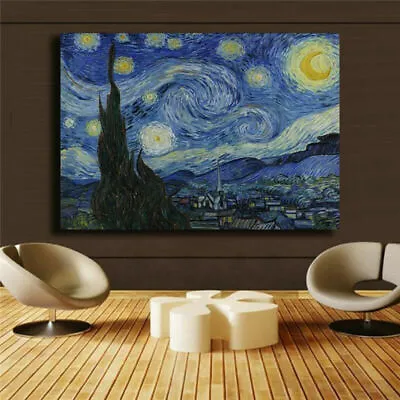 Vincent Willem Van Gogh  The Starry Night  HD Print On Canvas Huge Wall Picture • $39.90