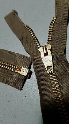 Vtg 1965/ CONMATIC USA CONMAR ZIPPER#5Metal BRASS 22.75  SEPARATING/TAUPE COTTON • $92