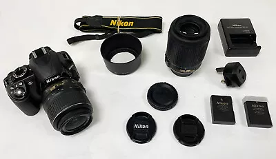 Nikon D3100 With 18-55mm +55-200mm VR Lens DSLR Camera Kit (REF641) • £169