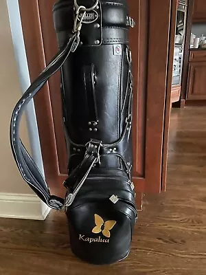 Vintage Ron Miller Pro Model Golf Bag Black Leather & Vinyl; Kapalua Golf Course • $199.99